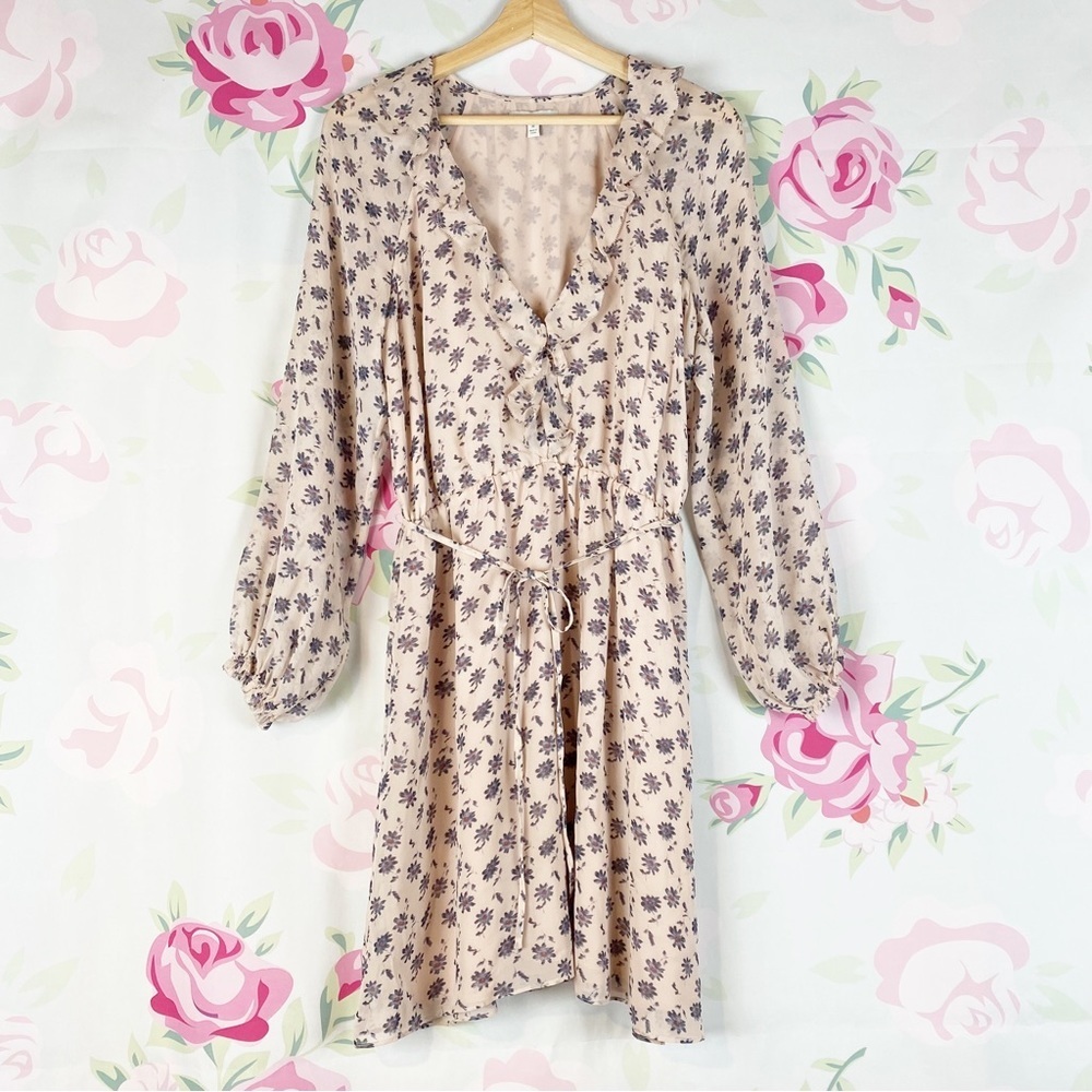 Joie Marelle Pink Sky Ditsy Floral Silk Ruffles Mini Dress M